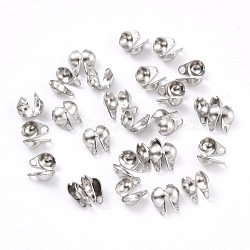 304 Stainless Steel Bead Tips, Calotte Ends, Clamshell Knot Cover, Stainless Steel Color, 4.5x2.5mm, Hole: 0.5mm