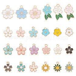 SUNNYCLUE 1 Box 120Pcs 24 Style Flower Enamel Charms Floral Charms Fairy Flowers Charms Daisy Spring Summer Charm for Jewelry Making Charms DIY Bracelet Necklace Ankle Craft Women Adults Gifts