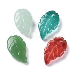 Backfarbe Nachahmung Jade Glas Anhänger, Blatt, Mischfarbe, 18x10x2.9 mm, Bohrung: 1.2 mm