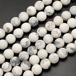 Chapelets de perles rondes en howlite mate, 6mm, Trou: 1mm, Environ 65 pcs/chapelet, 15.3 pouce