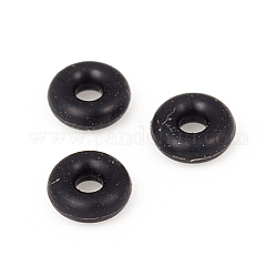 Rubber O Rings, Donut Spacer Beads, Fit European Clip Stopper Beads, Black, 3.5x1.5mm, 1.2mm Inner Diameter