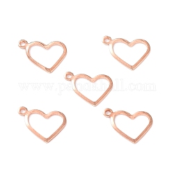 304 Stainless Steel Charms, Stamping Blank Tag, Heart, Rose Gold, 10x13.7x1mm, Hole: 1mm