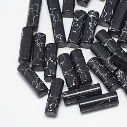 Синтетические бирюзовые бусины, окрашенные, нет отверстий / незавершенного, колонка, чёрные, 8x2 мм
