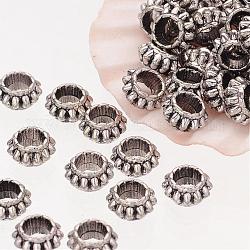 Rondelle Tibetan Silber Abstandsperlen, Bleifrei und Nickel frei und Cadmiumfrei, Antik Silber Farbe, ca. 7 mm breit, 4 mm lang, Bohrung: 3.5~4 mm