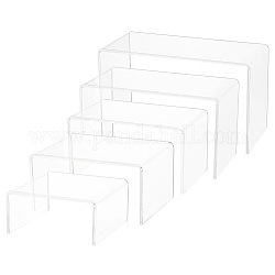 5 Stück 5 Größen transparente Acryl-Display-Riser, Mehrzweck für Schmuck, Kosmetika, Brille anzeigen, Transparent, 8.2~16.8x8x3.9~9.8 cm, 1 stück / größe