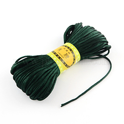 Polyester Rattail Satinschnur, zum chinesischen knoten, Schmuckherstellung, dunkelgrün, 2 mm, ca. 21.87 Yard (20m)/Bündel, 6 Bundles / bag