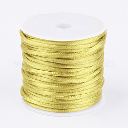 Нейлоновый шнур, атласный шнур, для изготовления украшений из бисера, китайское вязание, желтое шампанское, 2 мм, около 10.93 ярда (10 м) / рулон
