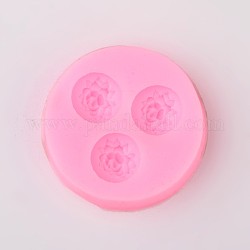 Flower Design DIY Food Grade Silicone Molds, Fondant Molds, For DIY Cake Decoration, Chocolate, Candy, UV Resin & Epoxy Resin Jewelry Making, Random Single Color or Random Mixed Color, 42x8mm, Inner Size: 15mm