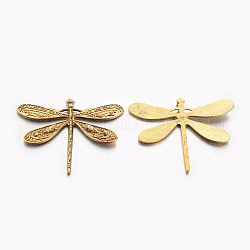 Tibetan Style Alloy Pendants, Lead Free, Dragonfly, Antique Golden Color, about 46.5mm wide, 37mm long, 1.5mm thick, Hole: 2.5x1.5mm