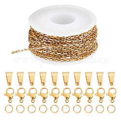 Наборы для изготовления ожерелья и браслета-цепочки «сделай сам» sunclue, включая 304 коробчатую цепь из нержавеющей стали / венецианскую цепь, застежку-карабин и защелку на поручнях, золотые, цепь: 10 м/мешок