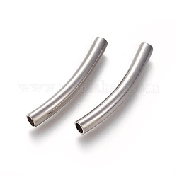 Perlas de tubo de 304 acero inoxidable, cuentas de fideos de tubo curvo, tubo curvado, color acero inoxidable, 40x5mm, agujero: 4 mm
