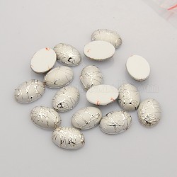 Oval Drawbench Acrylic Cabochons, Silver, 10x8x3.34~3.6mm
