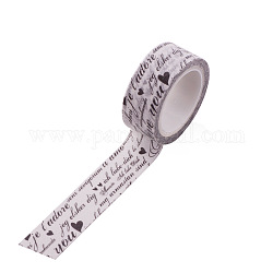 Bandes de papier décoratives scrapbook bricolage, ruban adhésif, avec une phrase, blanc, 15mm, 5 m / rouleau (5.46 heures / rouleau)
