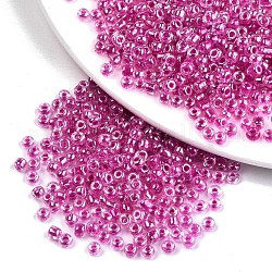 6/0 Glass Seed Beads, Transparent Inside Colours Luster, Round Hole, Round, Medium Violet Red, 6/0, 4~5x2.5~4.5mm, Hole: 1.2mm, about 1000pcs/100g