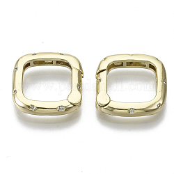Латунные кольца из микро-паве циркония, без никеля , квадратный, прозрачные, реальный 18k позолоченный, 18.5x18.5x3.5 мм, внутренний диаметр: 13x13 мм