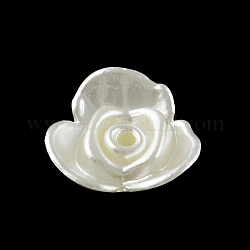 Fleur abs en plastique imitation perles, blanc crème, 15x15x7mm, Trou: 1.5mm