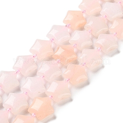 Chapelets de perles en quartz rose naturel, avec des perles de rocaille, étoiles du nord, 14~15.5x15~16x6.5~7mm, Trou: 1mm, Environ 24~25 pcs/chapelet, 15.55''~15.95'' (39.5~40.5 cm)