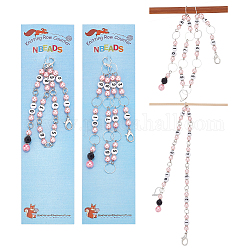 Nbeads 2pcs 2 Stil strickende Reihenzählerketten, ABS-Kunststoff-Imitationsperle, 1~10 nummerierter Stichmarker mit Herz-Karabinerverschluss im tibetischen Stil zur Verfolgung des Projektfortschritts, rosa, 36.9cm & 43cm, 1pc / style
