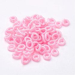 Polyester Weave Beads, Ring, Pearl Pink, 6x2mm, Hole: 3mm, about 200pcs/bag