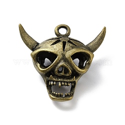 Подвески из сплава на хэллоуин, череп, античная бронза, 32x33.5x12.5 мм, отверстие : 2.5 мм