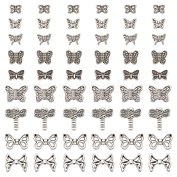NBEADS 200 Pcs 10 Styles Tibetan Style Alloy Butterfly Beads, Antique Silver Spacer Beads Zinc Alloy Butterfly Charms for Jewelry Making DIY Earring Necklace Bracelet