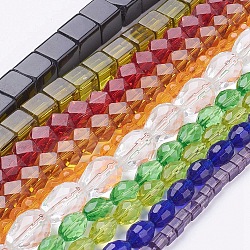 Glass Bead Strands, Mixed Shapes, Mixed Color, about 4~23mm long, 4~18mm wide, 4~10mm thick, hole: 1~2mm, 10~14 inch/strand, about 18~40pcs/strands