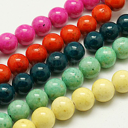 Fossil Beads, Dyed, Round, Mixed Color, 6mm, Hole: 0.8mm, about 66pcs/strand, 16 inch