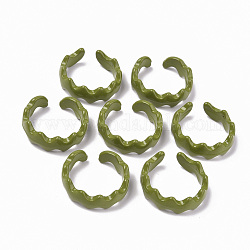 Anelli per polsini in lega verniciati a spruzzo, anelli aperti,  cadmio& piombo libero, onda, verde oliva, misura degli stati uniti 5 (15.7mm)