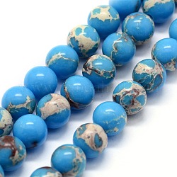 Fili di perle di diaspro imperiale sintetico, tinto, tondo, cielo blu profondo, 8mm, Foro: 0.8 mm, circa 47pcs/filo, 14.96 pollice (38 cm)