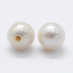 Natur kultivierten Süßwasser Perlen, Hälfte gebohrt, Runde, Blumenweiß, 4.5~5 mm, Bohrung: 0.8 mm
