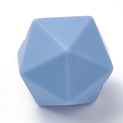 Perle di silicone ecologiche per uso alimentare, masticare perline per i denti, fare collane fai-da-te fai-da-te, icosaedro, blu fiordaliso, 16.5x16.5x16.5mm, Foro: 2 mm