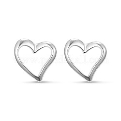 Pendientes Shegrace Sweety Girls elegante corazón chapado en rodio 925 pendientes de plata de ley, Platino, 13mm, corazón: 6.5x8 mm, pin: 0.8 mm