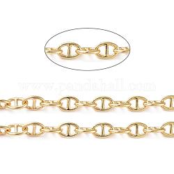 Brass Mariner Link Chains, Long-Lasting Plated, Soldered, with Spool, Real 18K Gold Plated, 9x6x1.1mm, about 16.4 Feet(5m)/roll