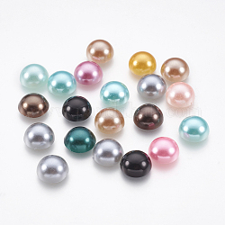 Cabujones de perlas de imitación de plástico ABS, semicírculo, color mezclado, 10x5mm, aproximamente 220 unidades / 50 g