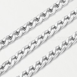 Алюминиевые скрученные цепи, бордюрные цепи, несварные, серебряные, 7x4x1.5 мм