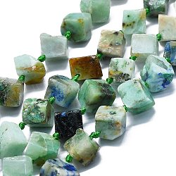 Chapelets de perles en chrysocolle et lapis lazuli naturelles, losange, 12~14x13~15x13~15mm, Trou: 1mm, Environ 30 pcs/chapelet, 17.13'' (43.5 cm)