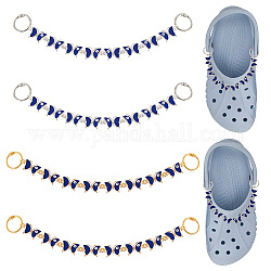 Nbeads 1 Set Alloy Enamel Butterfly with Evil Eye Link Shoe Decoration Chain, with Iron Loose Leaf Hinged Rings, Blue, 212~215mm, 2 colors, 2pcs/color, 4pcs/set