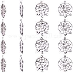 Pandahall elite 40pcs breloques attrape-rêves + 80 breloques plumes pour collier, artisanat, accessoires de fabrication de bijoux