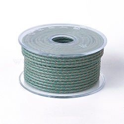 Braided Cowhide Cord, Leather Jewelry Cord, Jewelry DIY Making Material, Teal, 3mm, about 54.68 yards(50m)/roll