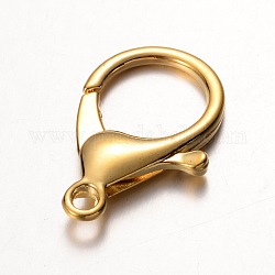 Golden Tone Alloy Lobster Claw Clasps, Nickel Free, about 23mm wide, 36mm long, hole: 3mm