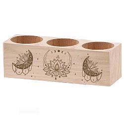 CREATCABIN Wooden Tealight Candle Holder Gift Lotus Sun Moon Set of 3 Candlestick Stand Memorial Candle Ornaments Table Decor for Loss of Loved Remembrance Gifts 6.5 x 5.5inch (without candles)