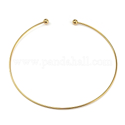 真空メッキ202ステンレススチールワイヤーチョーカーネックレス  女性用の硬いネックレス  ゴールドカラー  内径：5.79インチ（14.7cm）