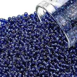 Cuentas de semillas redondas toho, Abalorios de la semilla japonés, (2206c) azul noche estrellado forrado en plata, 11/0, 2.2mm, agujero: 0.8 mm, aproximamente 1103 unidades / 10 g