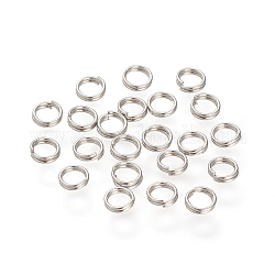304 acero inoxidable anillos partidos, anillos de salto de doble bucle, color acero inoxidable, 4x2mm, aproximamente 1000 unidades / 50 g