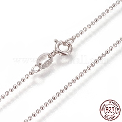 Colliers chaîne boule en argent sterling plaqué rhodium 925, à ressort fermoirs à anneaux, platine, 17.7 pouce (45 cm), 1.2mm