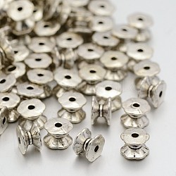Tibet Silber doppelseitige Perlenkappen, Bleifrei, Cadmiumfrei und Nickel frei, Tube, Antik Silber Farbe, ca. 5 mm lang, 7 mm breit, Bohrung: 2 mm