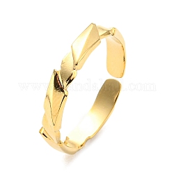 304 anneau de manchette ouvert losange en acier inoxydable pour femme, véritable 14k plaqué or, diamètre intérieur: 17 mm