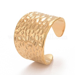 Ионное покрытие (ip) 304 открытая манжета из нержавеющей стали, текстурированное кольцо с широкой полосой для женщин, золотые, размер США 9 (18.9 мм)