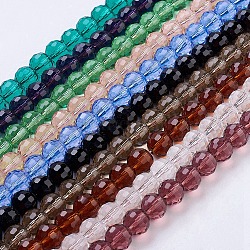 Transparente Glasperlen stränge, facettiert (96 Facetten), Runde, Mischfarbe, 10 mm, Bohrung: 1 mm, ca. 72 Stk. / Strang, 26 Zoll