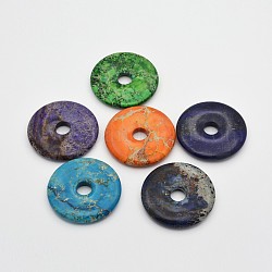 Pendentifs en pierre naturelle, disque de donut / pi, couleur mixte, largeur du beignet: 20 mm, 50x9mm, Trou: 10mm